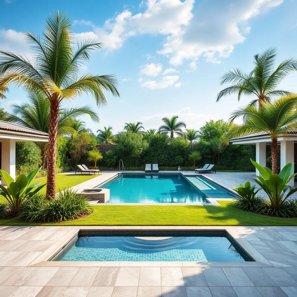 Aménagement avec piscine
